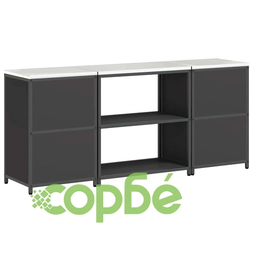 Комплект за кухненско съхранение 3 части от студено валцована стомана - черен 210x50x92 см ➤ топ цена ➤ sorbe.bg