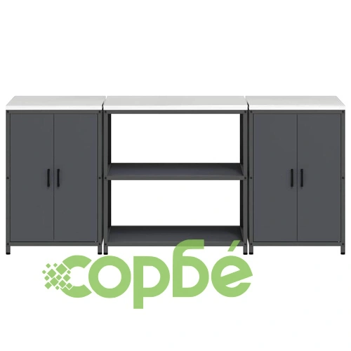 Комплект за кухненско съхранение от студено валцована стомана 3 части Антрацит 210x50x92 см ➤ топ цена ➤ sorbe.bg