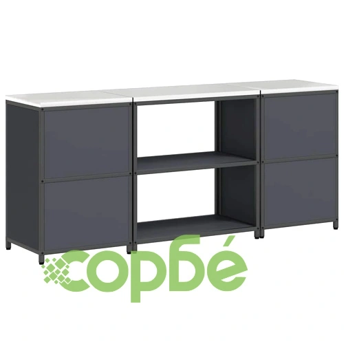 Комплект за кухненско съхранение от студено валцована стомана 3 части Антрацит 210x50x92 см ➤ топ цена ➤ sorbe.bg