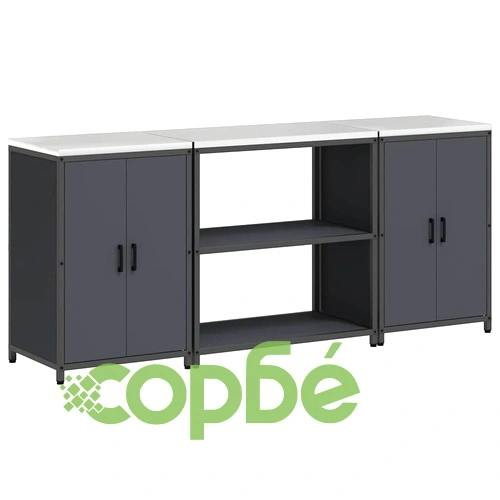 Комплект за кухненско съхранение от студено валцована стомана 3 части Антрацит 210x50x92 см ➤ топ цена ➤ sorbe.bg