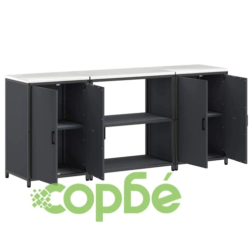 Комплект за кухненско съхранение от студено валцована стомана 3 части Антрацит 210x50x92 см ➤ топ цена ➤ sorbe.bg