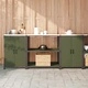 Комплект кухненско съхранение 3 части от студено валцована стомана - маслинено зелено 210x50x92 см