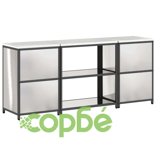 Комплект за кухненско съхранение от неръждаема стомана 3 части сив 210x50x92 см ➤ топ цена ➤ sorbe.bg