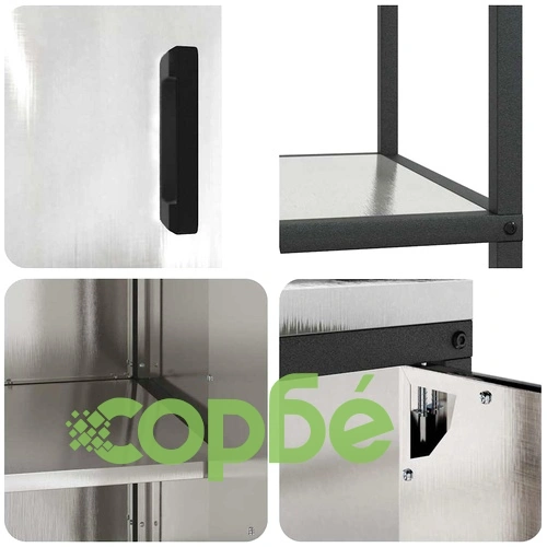 Комплект за кухненско съхранение от неръждаема стомана 3 части сив 210x50x92 см ➤ топ цена ➤ sorbe.bg