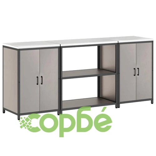 3-частен комплект за кухненско съхранение от патинираща стомана 210x50x92 см ➤ топ цена ➤ sorbe.bg