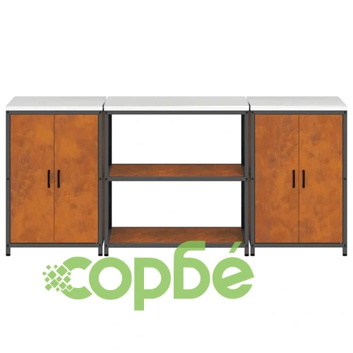 3-частен комплект за кухненско съхранение от патинираща стомана 210x50x92 см ➤ топ цена ➤ sorbe.bg