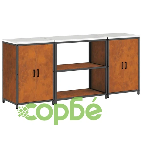 3-частен комплект за кухненско съхранение от патинираща стомана 210x50x92 см ➤ топ цена ➤ sorbe.bg