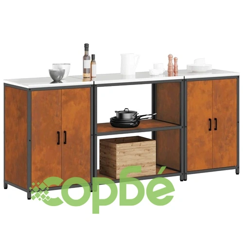 3-частен комплект за кухненско съхранение от патинираща стомана 210x50x92 см ➤ топ цена ➤ sorbe.bg