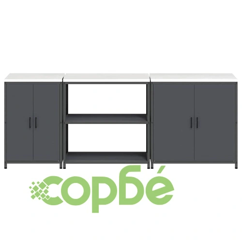 Комплект за кухненско съхранение 3 части от студено валцована стомана - антрацит 240x50x92 см ➤ топ цена ➤ sorbe.bg