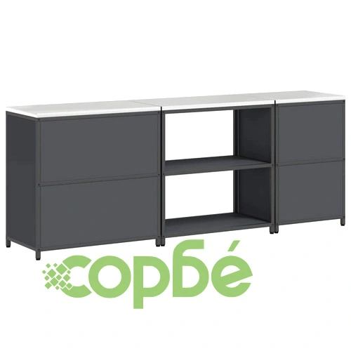 Комплект за кухненско съхранение 3 части от студено валцована стомана - антрацит 240x50x92 см ➤ топ цена ➤ sorbe.bg