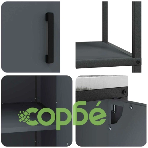 Комплект за кухненско съхранение 3 части от студено валцована стомана - антрацит 240x50x92 см ➤ топ цена ➤ sorbe.bg