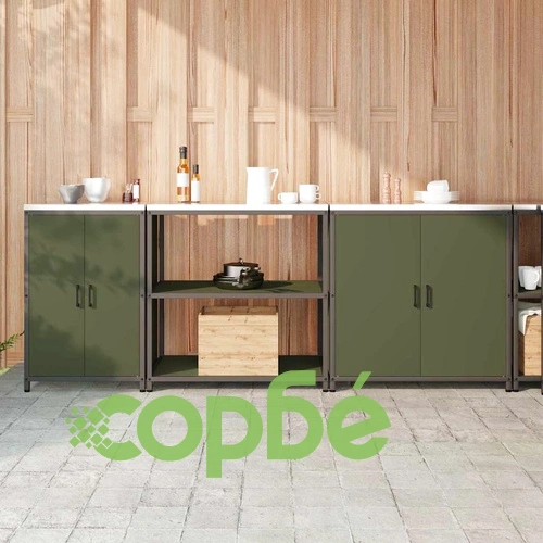 Комплект за кухненско съхранение 3 части - маслинено зелено, студено валцована стомана ➤ топ цена ➤ sorbe.bg