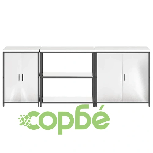 Комплект за кухненско съхранение 3 части от неръждаема стомана 240x50x92 см ➤ топ цена ➤ sorbe.bg