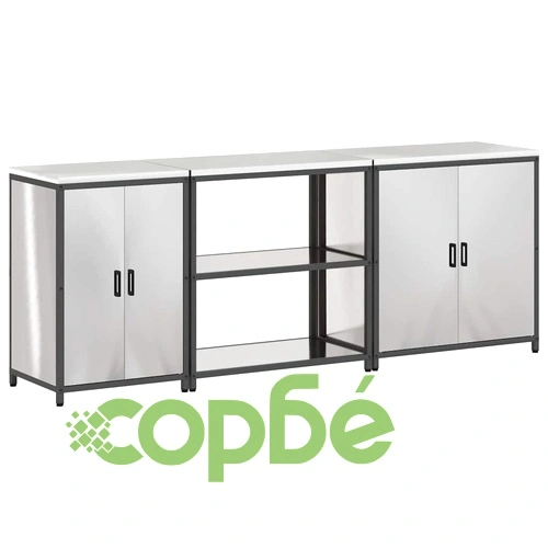 Комплект за кухненско съхранение 3 части от неръждаема стомана 240x50x92 см ➤ топ цена ➤ sorbe.bg