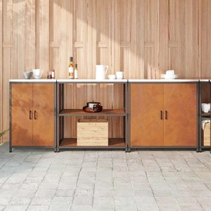 Комплект за кухненско съхранение от патинираща стомана 3 части 240x50x92 см