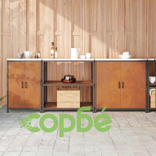Комплект за кухненско съхранение от патинираща стомана 3 части 240x50x92 см ➤ топ цена ➤ sorbe.bg