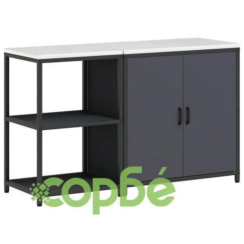 Комплект кухненско съхранение от студено валцована стомана 2 части Антрацит 150x50x92 см ➤ топ цена ➤ sorbe.bg