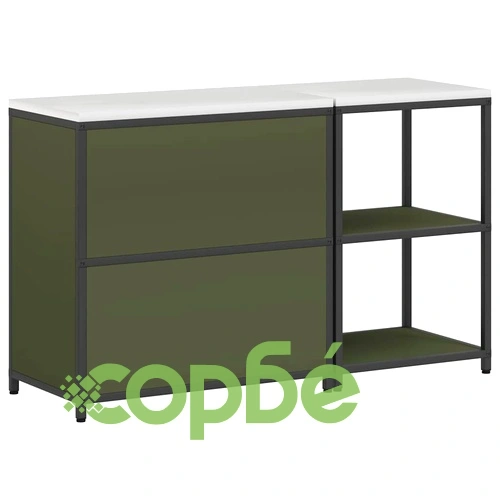 Комплект кухненско съхранение 2 части стомана маслинено зелено 150x50x92 см ➤ топ цена ➤ sorbe.bg