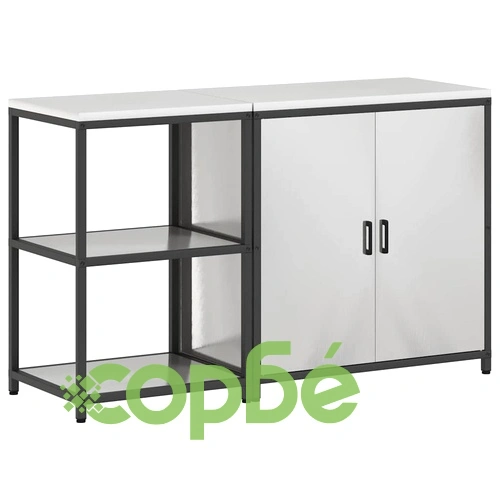 Комплект кухненско съхранение 2 части неръждаема стомана сив 150x50x92 см ➤ топ цена ➤ sorbe.bg