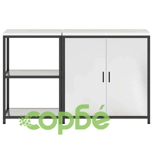 Комплект кухненско съхранение 2 части неръждаема стомана сив 150x50x92 см ➤ топ цена ➤ sorbe.bg