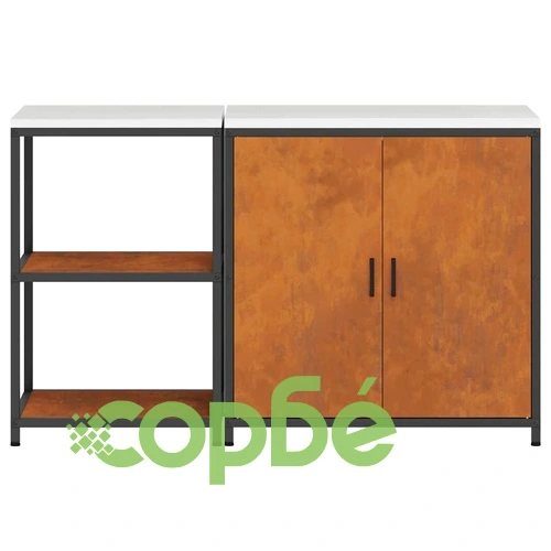 Комплект за кухненско съхранение от атмосферостойка стомана 2 части 150x50x92 см ➤ топ цена ➤ sorbe.bg