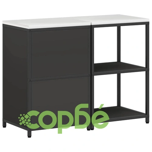 Комплект за кухненско съхранение 2 части от студено валцована стомана черен 120 x 50 x 92 см ➤ топ цена ➤ sorbe.bg