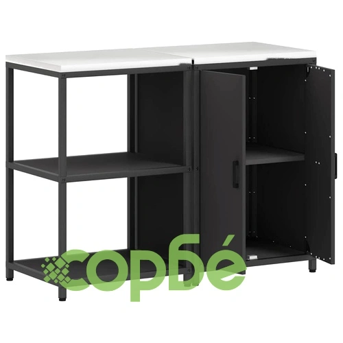 Комплект за кухненско съхранение 2 части от студено валцована стомана черен 120 x 50 x 92 см ➤ топ цена ➤ sorbe.bg