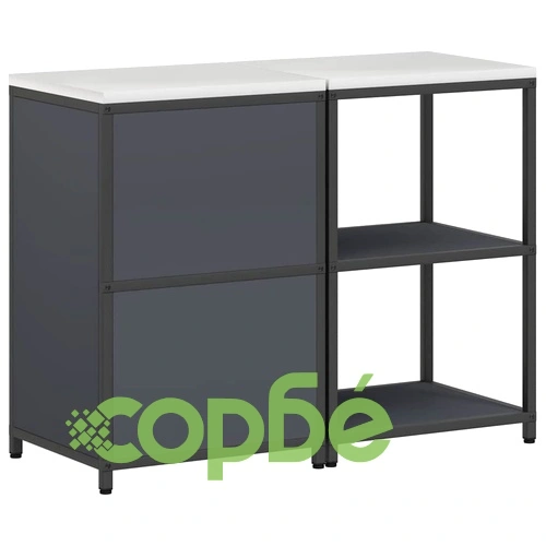 Двучастен комплект за кухненско съхранение от студено валцована стомана 120x50x92 см Антрацит ➤ топ цена ➤ sorbe.bg