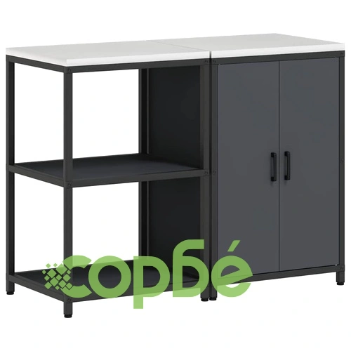 Двучастен комплект за кухненско съхранение от студено валцована стомана 120x50x92 см Антрацит ➤ топ цена ➤ sorbe.bg