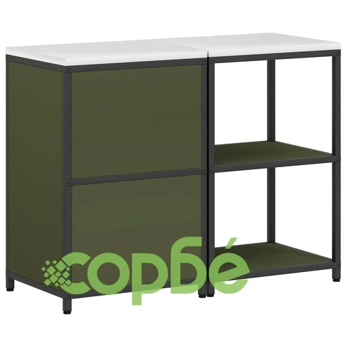 Комплект за кухненско съхранение 2 части от студено валцована стомана 120x50x92 см - маслинено зелено ➤ топ цена ➤ sorbe.bg