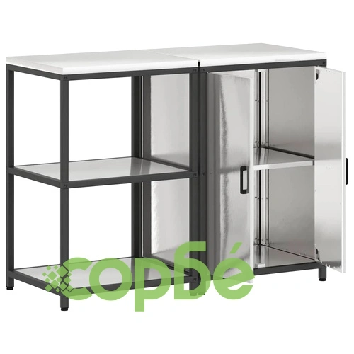 Комплект кухненски шкафове за съхранение 2 бр. неръждаема стомана сив 120x50x92 см ➤ топ цена ➤ sorbe.bg