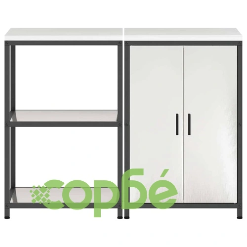 Комплект кухненски шкафове за съхранение 2 бр. неръждаема стомана сив 120x50x92 см ➤ топ цена ➤ sorbe.bg