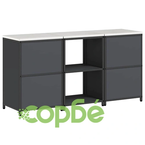 Комплект кухненско съхранение 3 части студено валцована стомана антрацит 180x50x92 см ➤ топ цена ➤ sorbe.bg