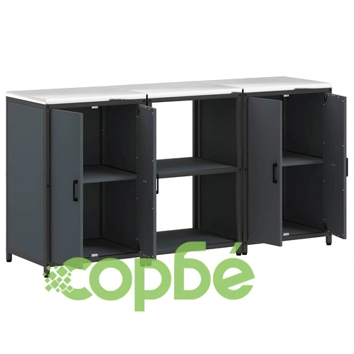 Комплект кухненско съхранение 3 части студено валцована стомана антрацит 180x50x92 см ➤ топ цена ➤ sorbe.bg