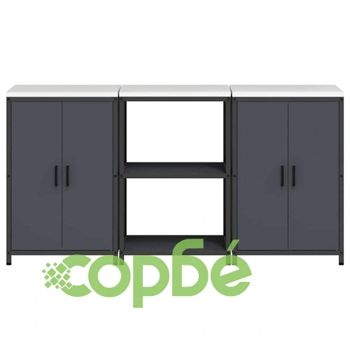 Комплект кухненско съхранение 3 части студено валцована стомана антрацит 180x50x92 см ➤ топ цена ➤ sorbe.bg