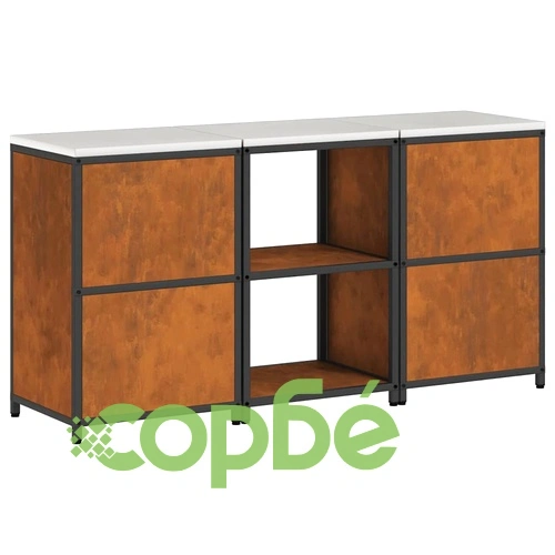 Комплект кухненско съхранение 3 части от патинираща стомана 180x50x92 см ➤ топ цена ➤ sorbe.bg