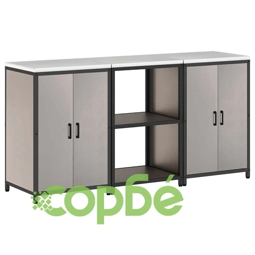 Комплект кухненско съхранение 3 части от патинираща стомана 180x50x92 см ➤ топ цена ➤ sorbe.bg