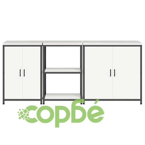 Комплект за кухненско съхранение 3 части от студено валцована стомана - бял 210x50x92 см ➤ топ цена ➤ sorbe.bg