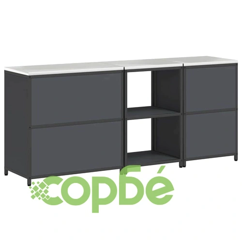 Комплект за кухненско съхранение 3 части от студено валцована стомана - антрацит 210x50x92 см ➤ топ цена ➤ sorbe.bg