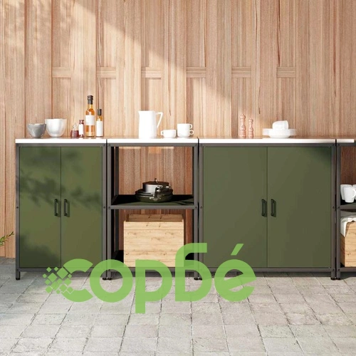 Комплект за кухненско съхранение 3 части - маслинено зелено, студено валцована стомана ➤ топ цена ➤ sorbe.bg