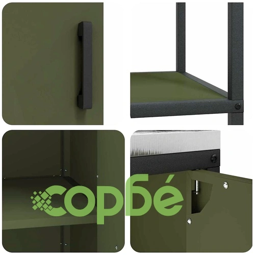 Комплект за кухненско съхранение 3 части - маслинено зелено, студено валцована стомана ➤ топ цена ➤ sorbe.bg