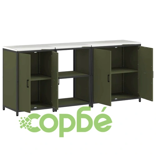 Комплект за кухненско съхранение 3 части - маслинено зелено, студено валцована стомана ➤ топ цена ➤ sorbe.bg