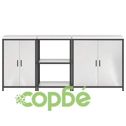 Комплект за кухненско съхранение 3 части от неръждаема стомана, сив, 210 x 50 x 92 см ➤ топ цена ➤ sorbe.bg