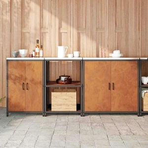 Комплект за кухненско съхранение от патинираща стомана 3 части 210x50x92 см