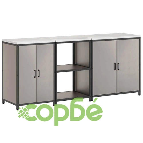 Комплект за кухненско съхранение от патинираща стомана 3 части 210x50x92 см ➤ топ цена ➤ sorbe.bg