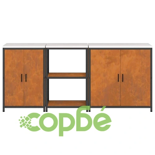 Комплект за кухненско съхранение от патинираща стомана 3 части 210x50x92 см ➤ топ цена ➤ sorbe.bg