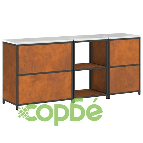 Комплект за кухненско съхранение от патинираща стомана 3 части 210x50x92 см ➤ топ цена ➤ sorbe.bg