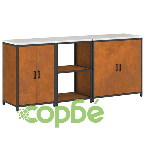 Комплект за кухненско съхранение от патинираща стомана 3 части 210x50x92 см ➤ топ цена ➤ sorbe.bg