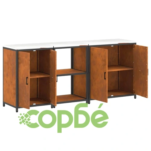 Комплект за кухненско съхранение от патинираща стомана 3 части 210x50x92 см ➤ топ цена ➤ sorbe.bg