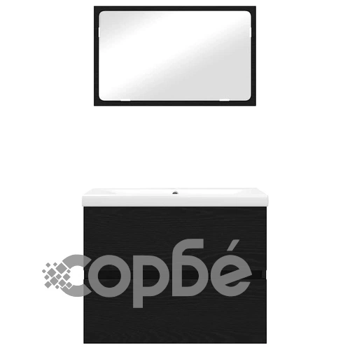 Комплект мебели за баня 3 части от инженерно дърво - черен дъб 60x38.5x45 см ➤ топ цена ➤ sorbe.bg